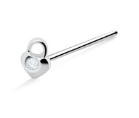 Stone Lock Heart Shaped Straight Nose Stud NSKA-353